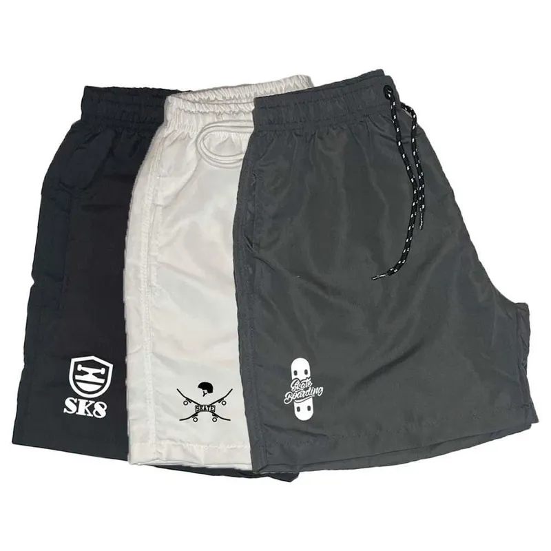 Short Tactel Masculino Cordão Skate Conforto Kit 3
