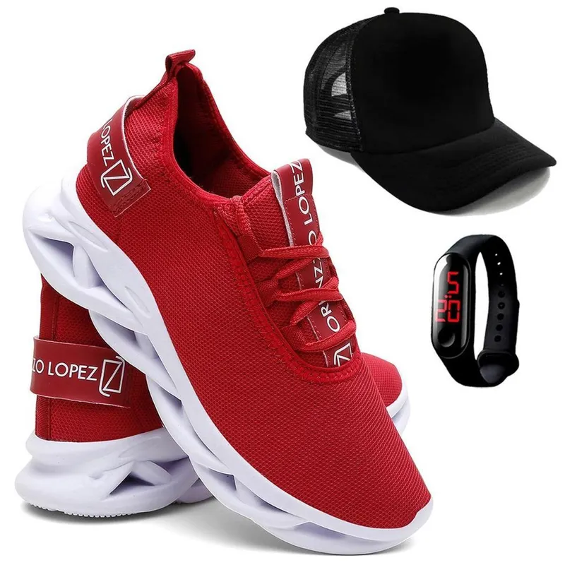 Kit Tênis Masculino Academia e Corrida + Boné + Digital