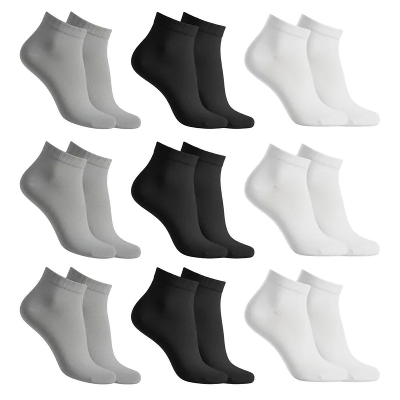 Kit 6 Pares Meias de Algodão Classic Cano Curto Casual Lisa Unissex Sortida