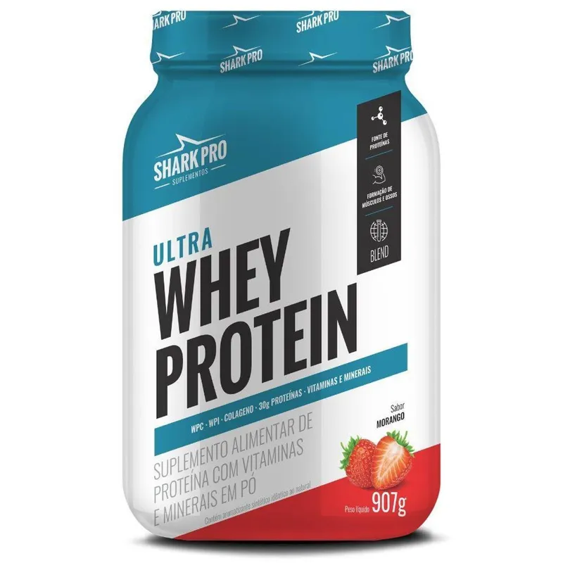 Proteina Isolada Concentrada Morango 907g - Shark Pro