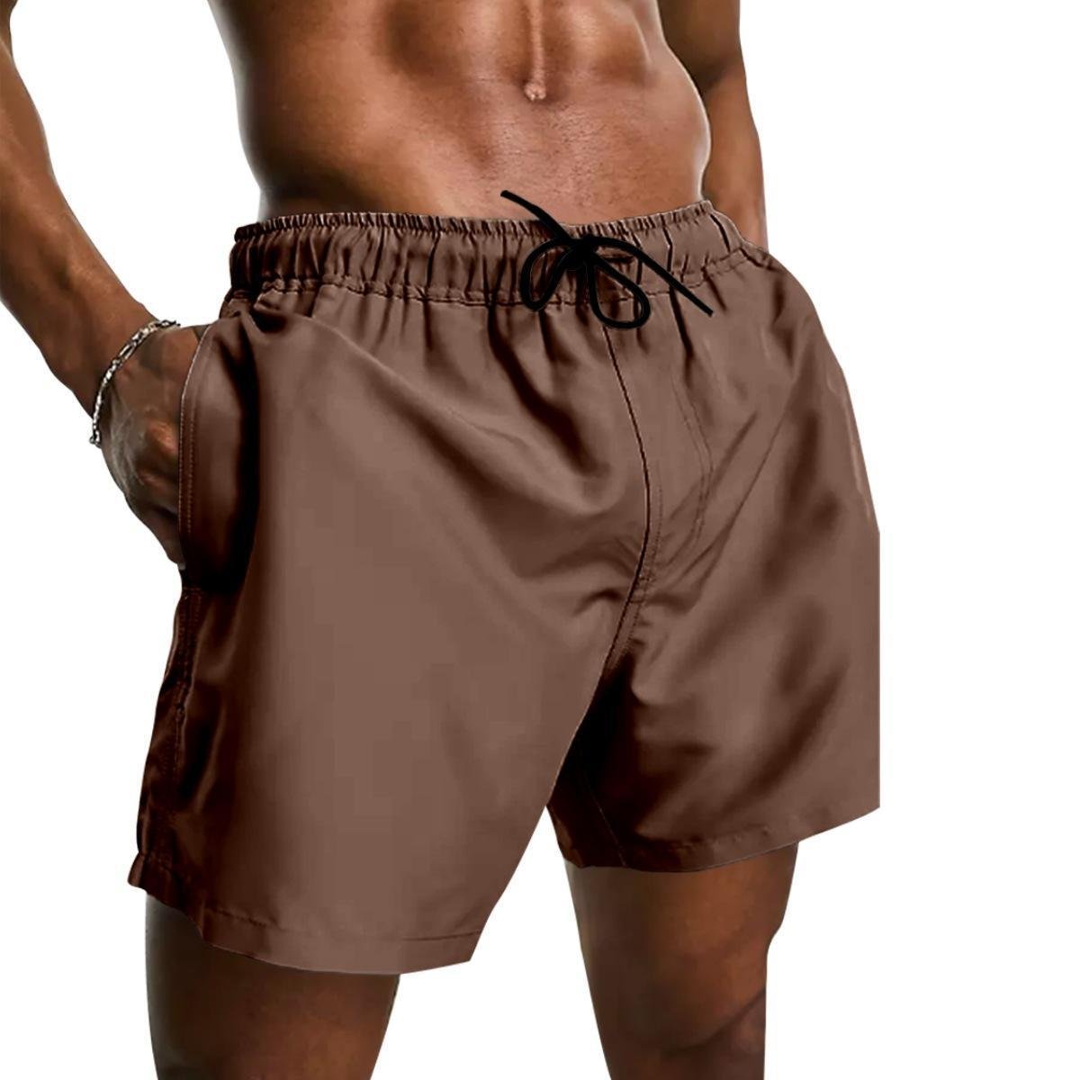 Short Tactel Masculino Praia Liso com Bolsos e Ajuste na Cintura