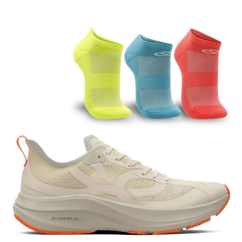 Kit 1 Tênis Corre 4 e 1 Meia Olympikus Cano Invisível Neon Pacote c/ 3 pares