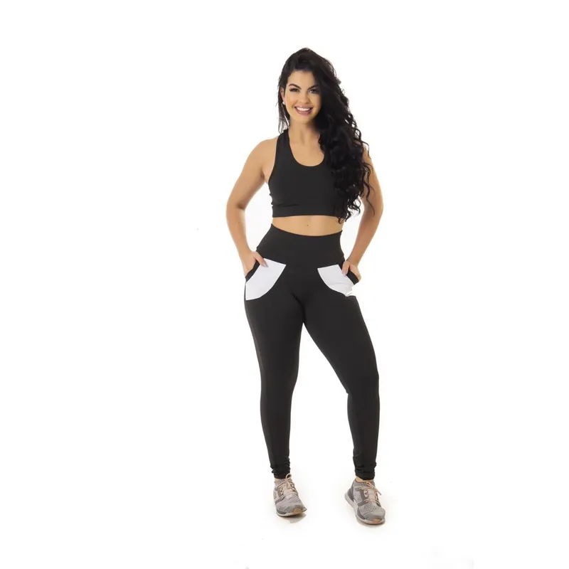 Calça Legging Suplex Básica Moda Fitness Esportiva Cintura Alta Yoga Cor:;Tamanho:M