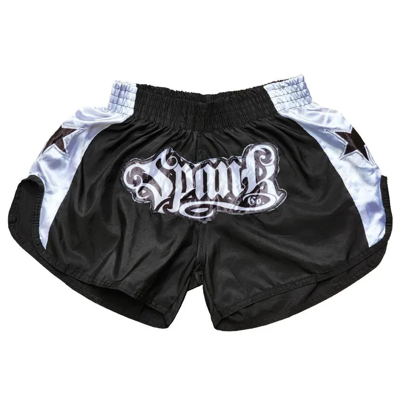 Short MuayThai Calção Spank Preto c/Prata - GG