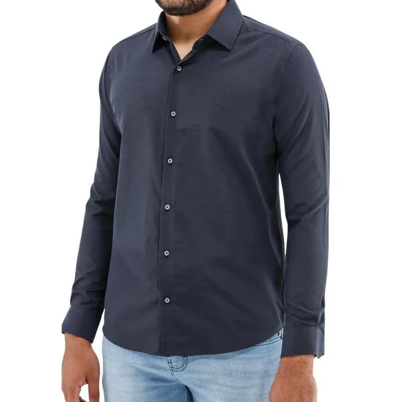 Camisa Manga Longa Slim Ogochi 001520142 Marinho