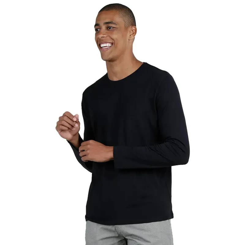 Camisa 100% Algodão Manga Longa New Masculina