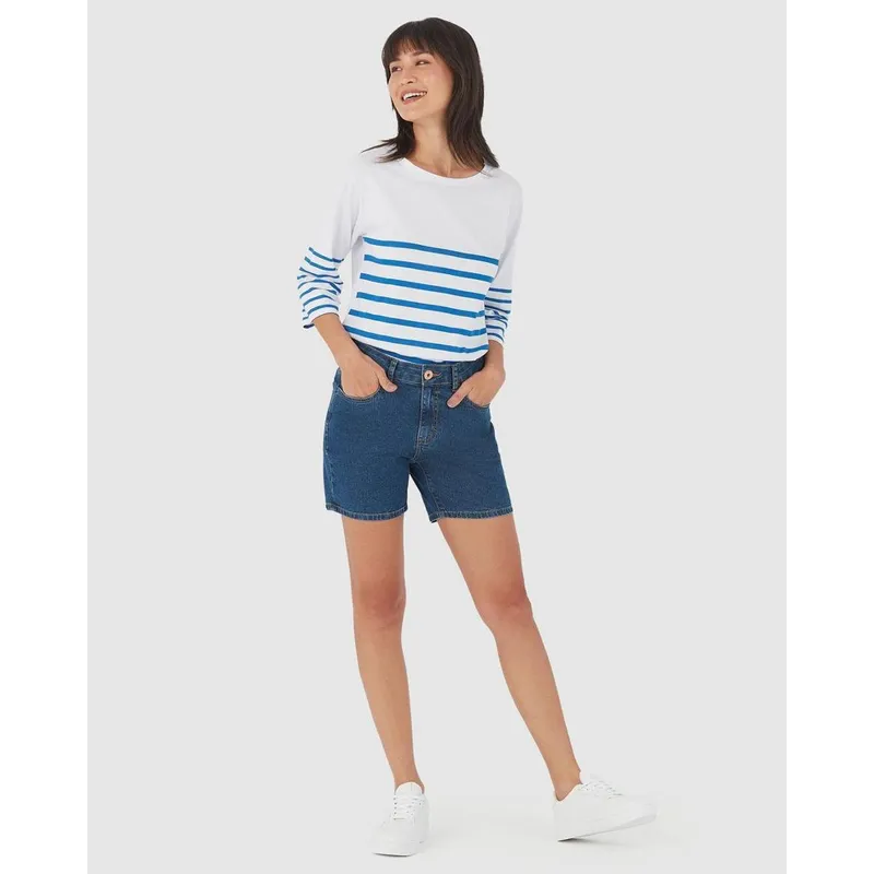Bermuda Feminina Comfort Em Jeans Com Elastano Azul - 48