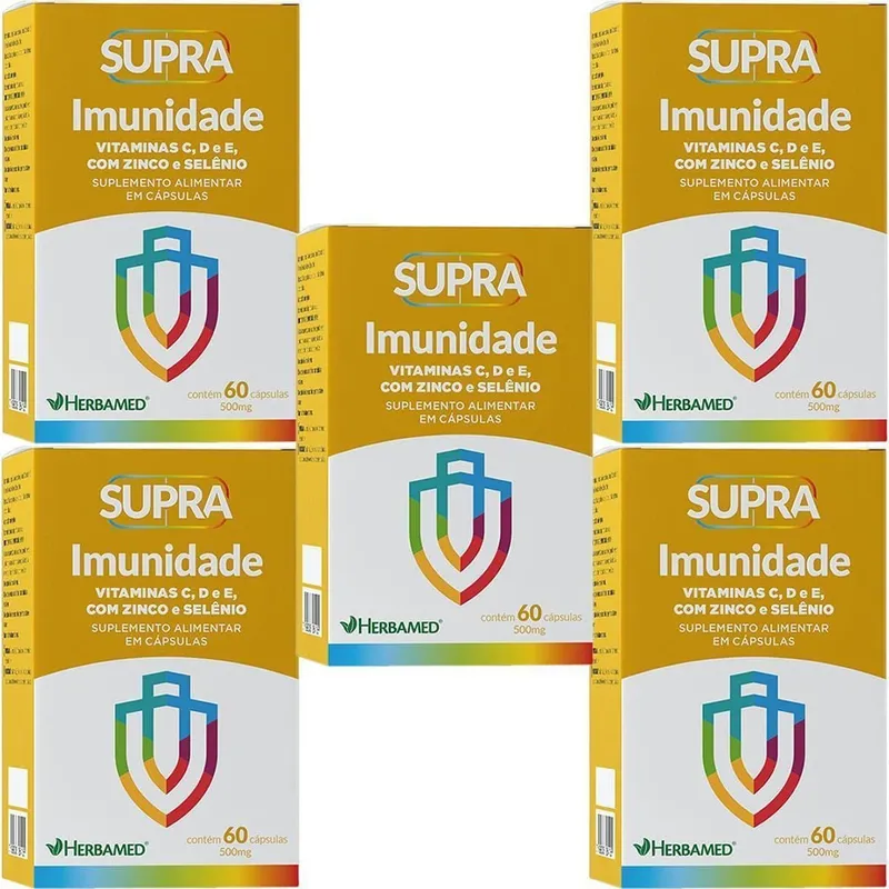 Kit 5X Supra Imunidade - 500mg 60 Cápsulas - Herbamed