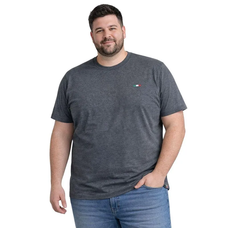 Camiseta Plus Size Masculina Básica Vih Triny Premium Algodão Bordado