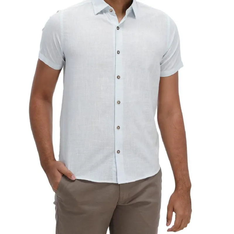 Camisa Manga Curta Casual Masculina Ogochi Slim 001520011 Azul