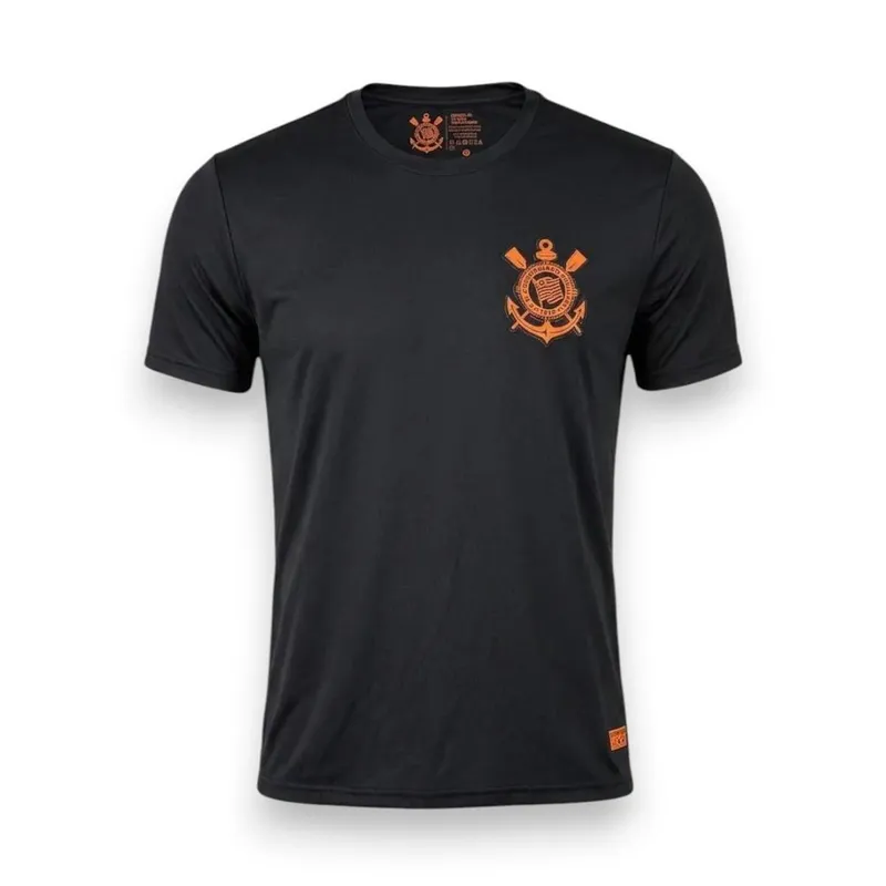 Camisa Corinthians Masculina Preto Laranja Poliamida Oficial