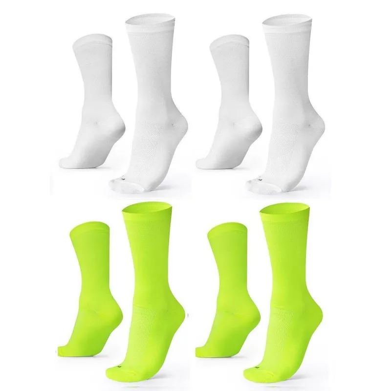 Kit 04 Pares Meia De Corrida Lisas B.V. BRANCO/AMARELO 36-42