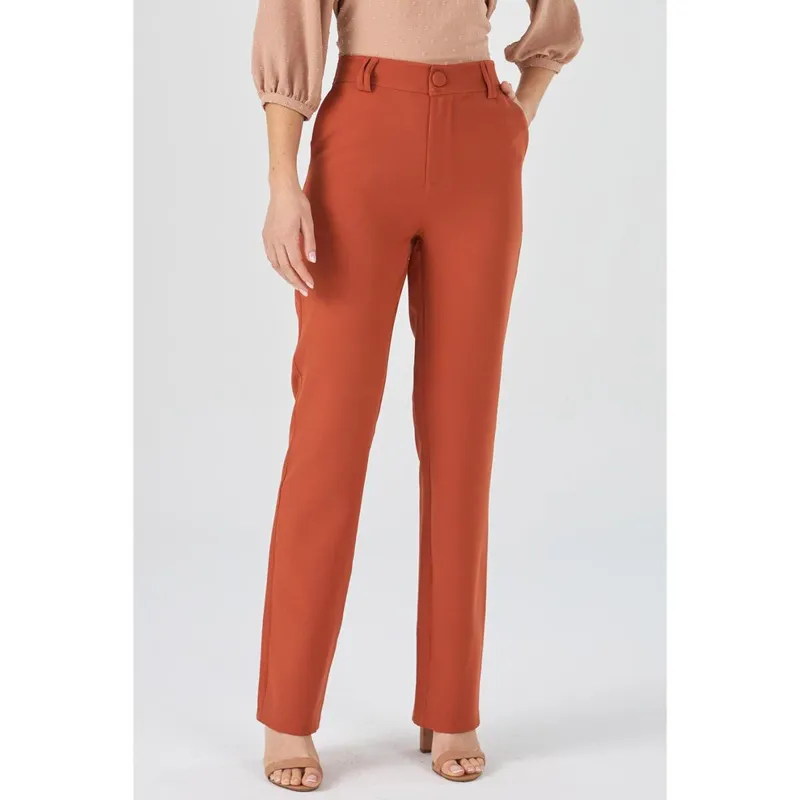 Calça PKS Alfaiataria Reta Terracota-GG