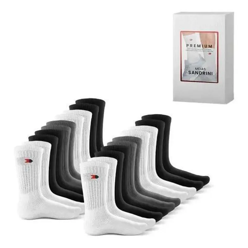 Kit 8 Pares Meias Sandrini Esporte Masculina
