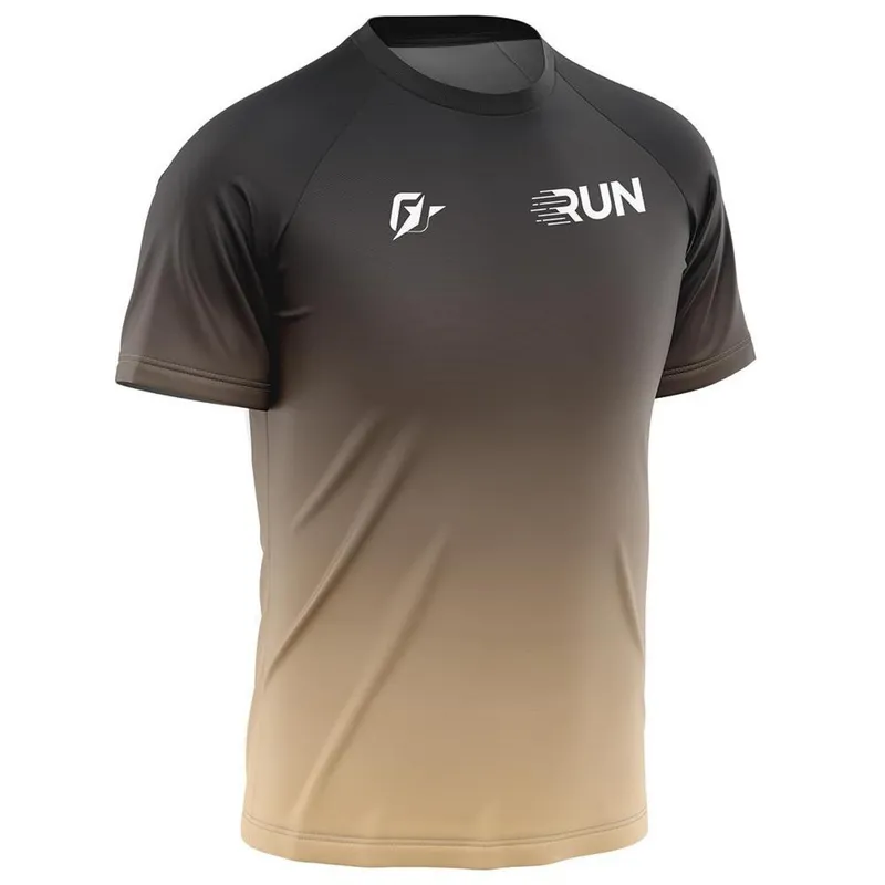 Camiseta Raglan Unissex Corrida Gradiente Tie Dye Dourado Gold