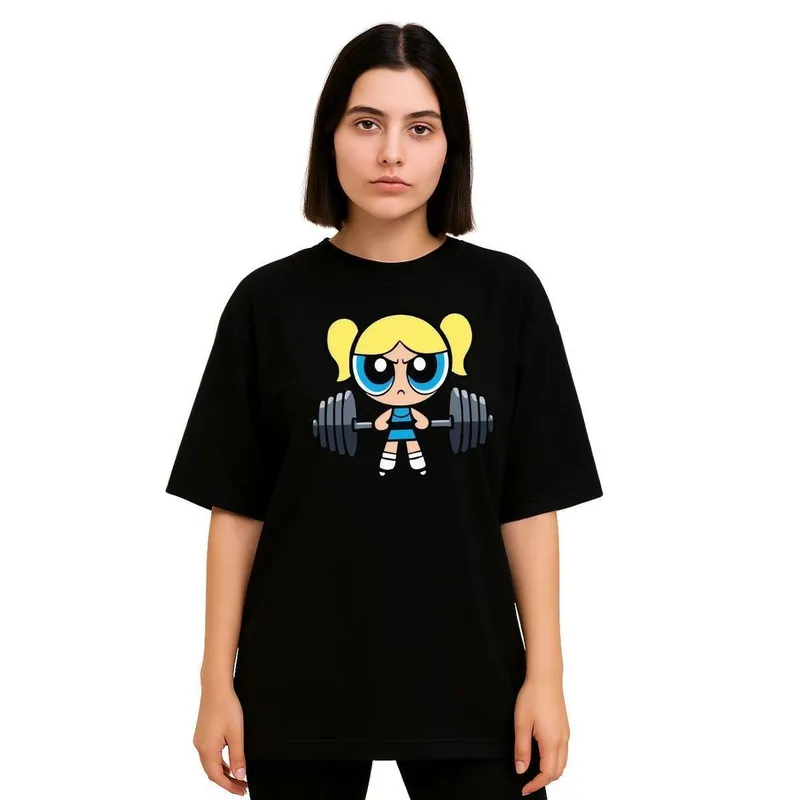 Camiseta Oversized Feminina Algodão Treino Academia Estampada