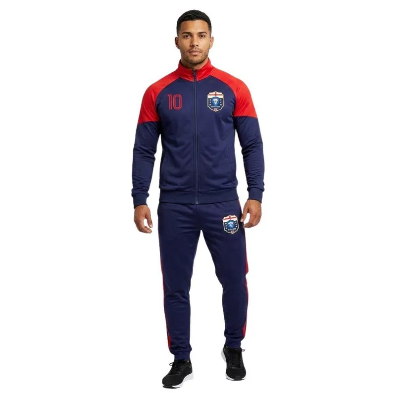 Agasalho Conjunto Inglaterra Seleção Jaqueta Calça Azul/Vermelho Copa