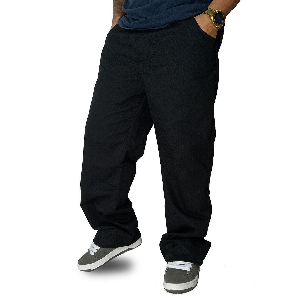 Calça Sarja Lisa Trip Side Balão Tag Pixo Preto C057