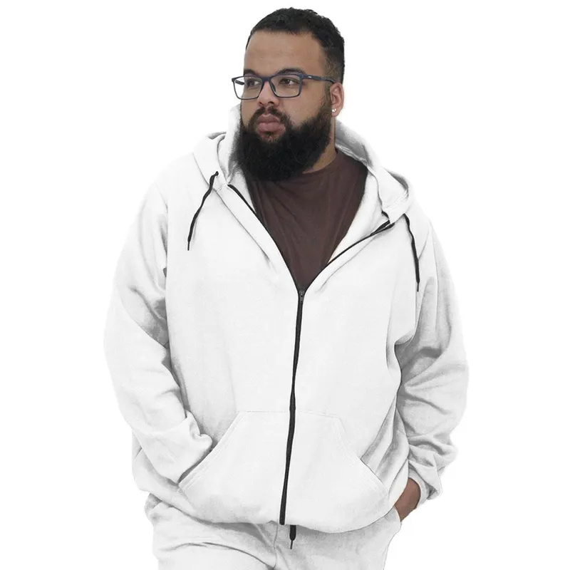 Moletom Aberto Plus Size Jaqueta Com Zíper Capuz Bolsos Blusa de Frio G1 A G5