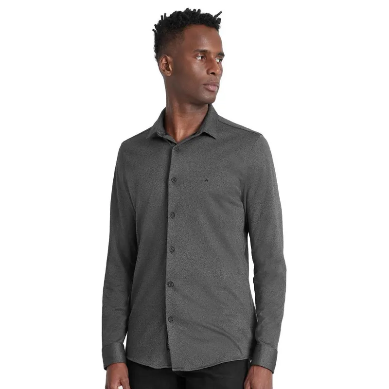 Camisa Aramis Masculina Manga Longa Slim Malha Dupla Chumbo