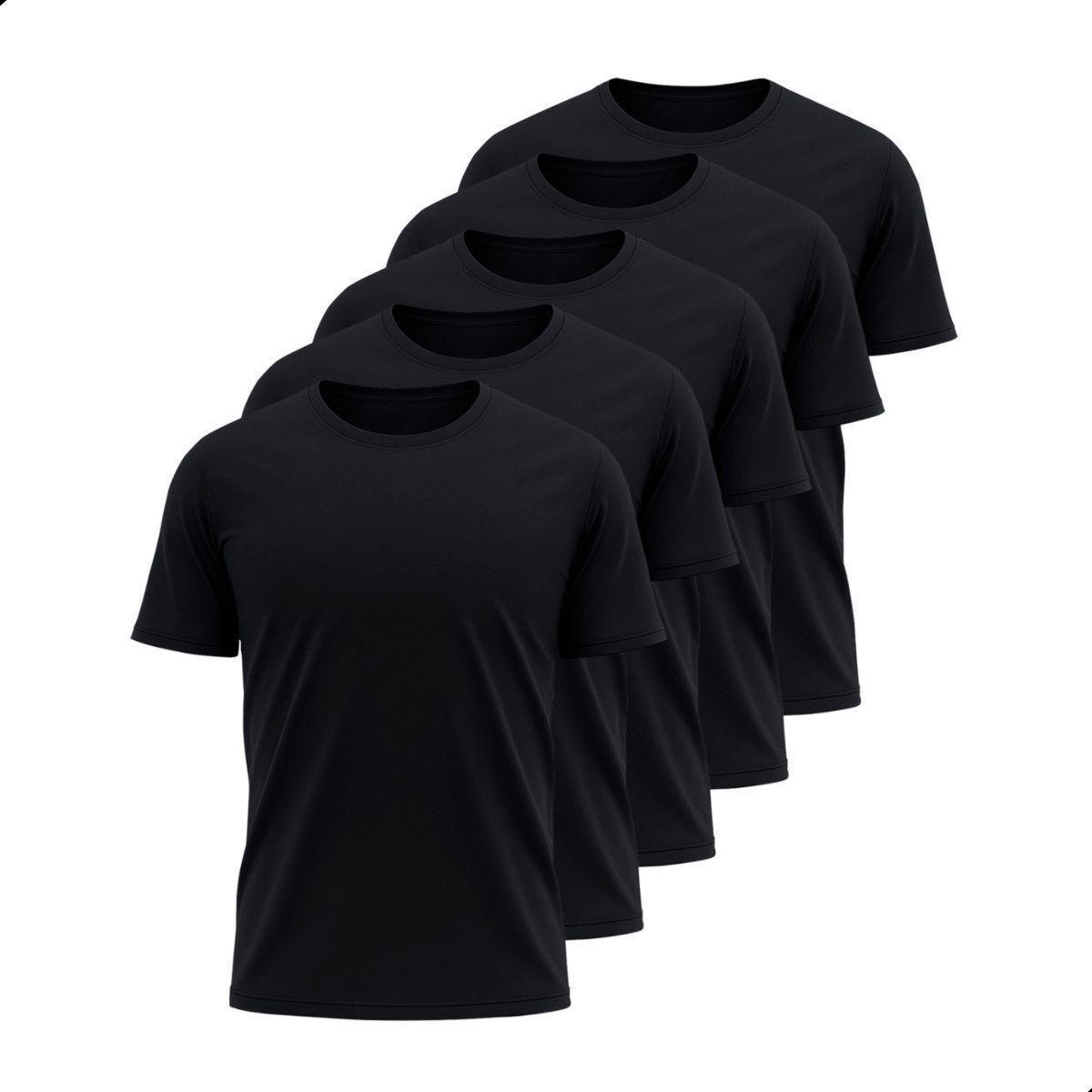Kit 5 Camisetas Básicas Masculina Dry Lisa Tradicional Poliéster Confortável Treino