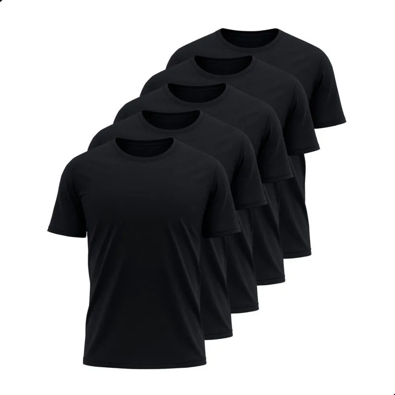 Kit 5 Camisetas Básicas Masculina Dry Lisa Tradicional Poliéster Confortável Treino