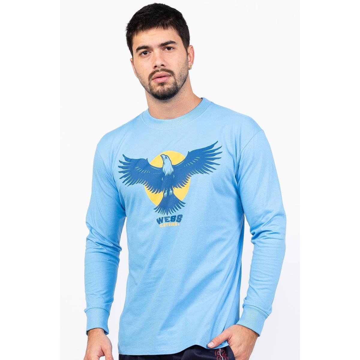Camiseta Manga longa Azul Wess Clothing
