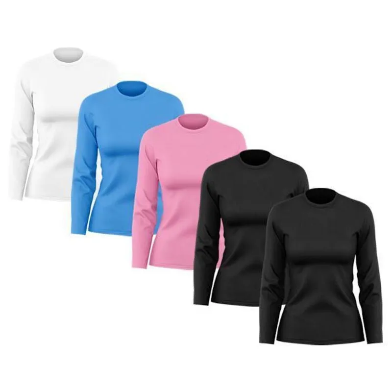Kit 5 Camisetas Femininas Manga Longa Dry Proteção Uv