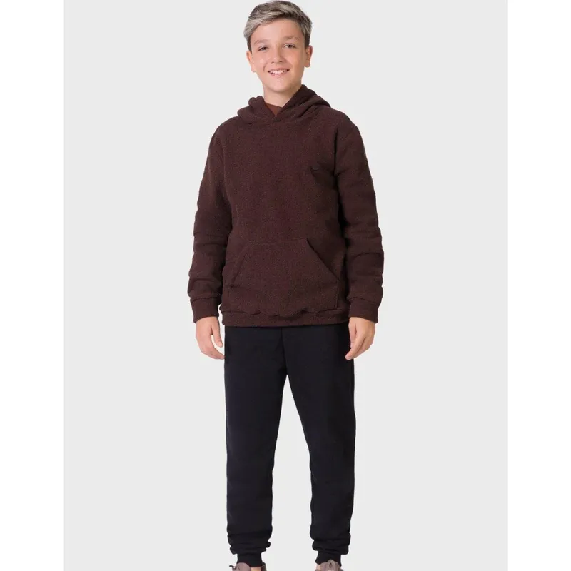 Calça Moletinho Punho Com Bolso Inverno Quentinho Moda Dia a Dia Frio - Masculino 4 a 18 anos