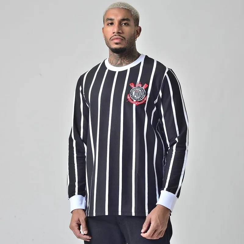 Camiseta Retrô Corinthians Democracia Manga Longa Cor:;Tamanho:XGG