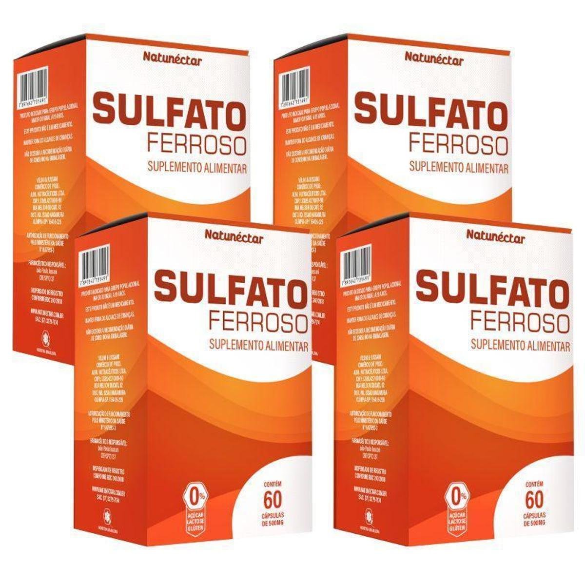 Kit Natunectar Sulfato Ferroso 500mg – 4 unid (240 cápsulas)