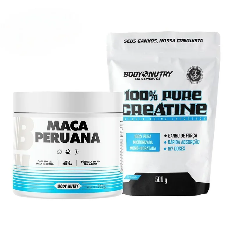 Kit Creatina 100 Pura 500g Suplemento Natural em Pó 300g Body Nutry
