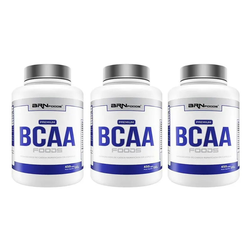 Kit 3x PREMIUM BCAA 450 cáps – BRN Foods