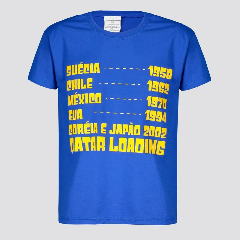 Camisa Brasil Copas Infantil Azul