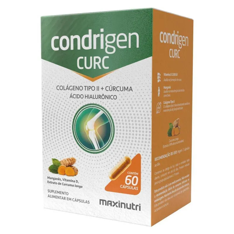 Condrigen Curc Colágeno Tipo 2 + Cúrcuma 60 Cáps Maxinutri Sabor:Sem Sabor;cor: