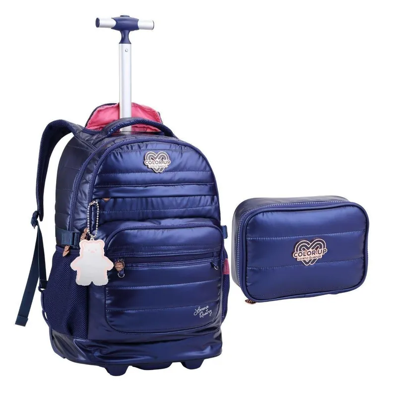 Kit Mochila Rodas Estojo Juvenil Bolso Notebook Lorena