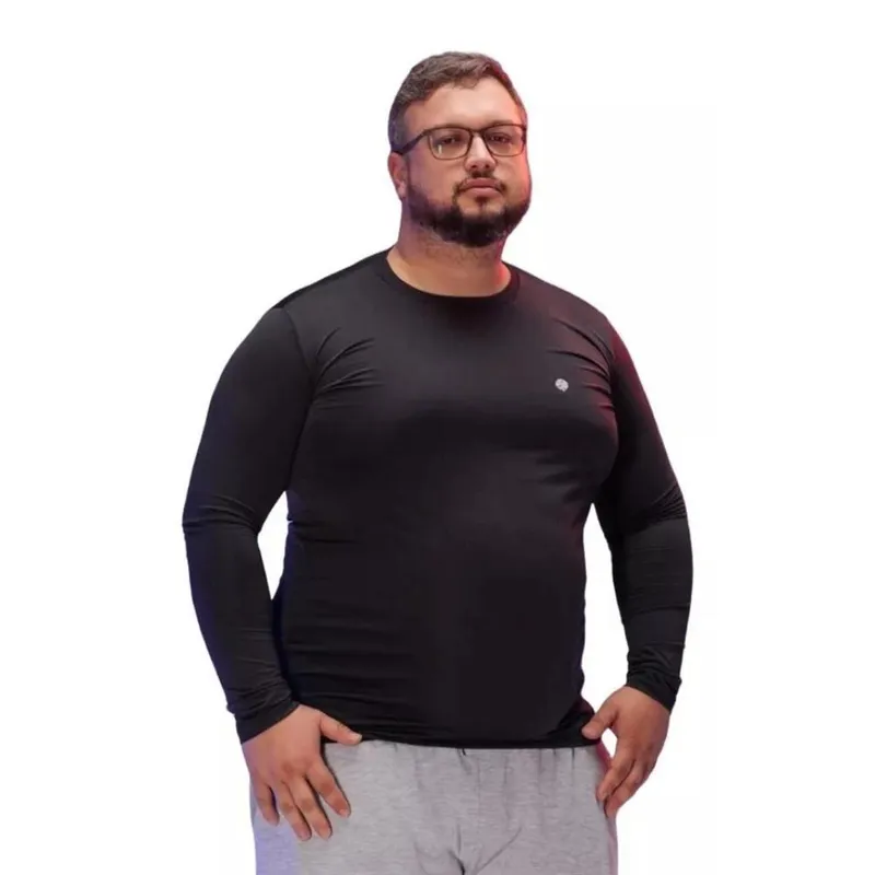 Camisa Térmica Dr Fit Masculina Plus Size Uv50+ Segunda Pele Proteção Solar