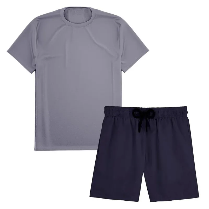 Kit Short Praia Academia Passeio Treino Marinho + Camiseta Manga Curta Masculina