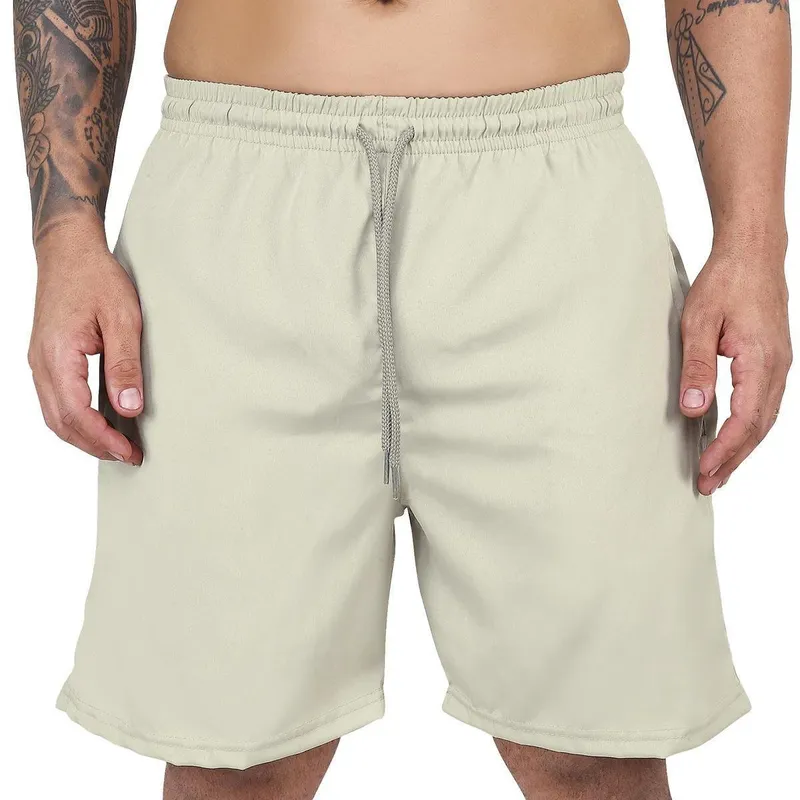 Short Academia Masculino Praia Com Lycra Tactel Liso Bermuda