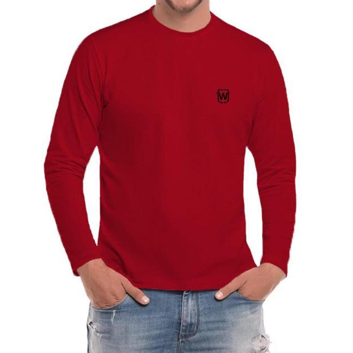 Camiseta Manga Longa Blusa Masculina 100% Algodão Wooks WC15-VERDE-GG