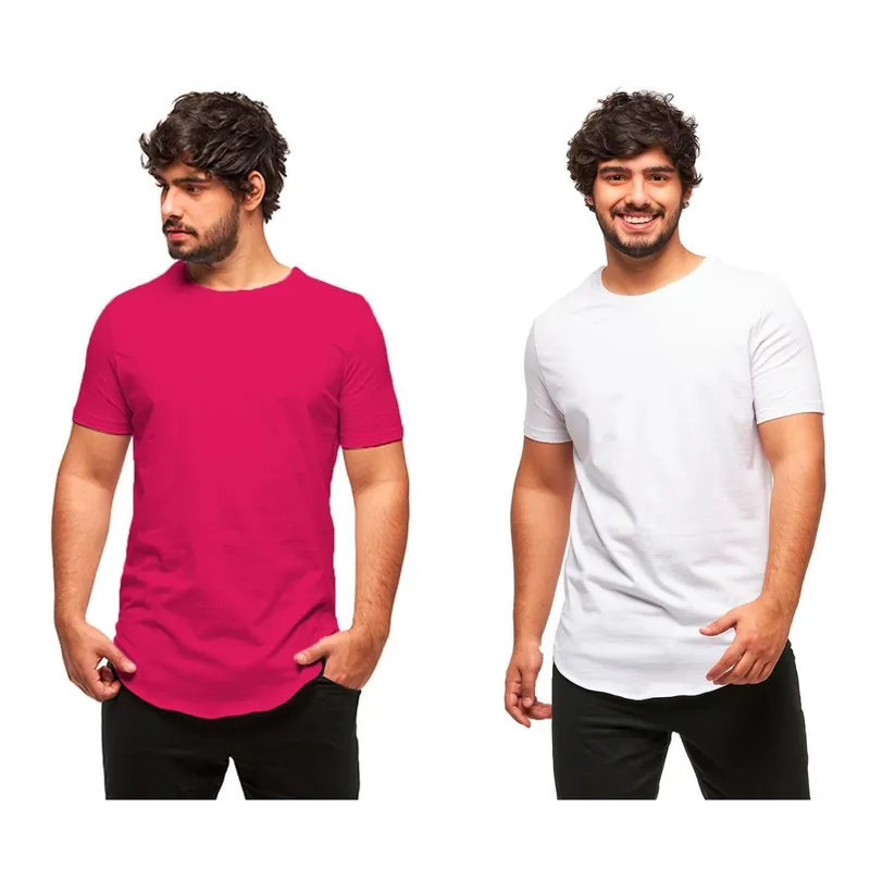 Kit 02 Camisetas Longline Manga Curta Oversized