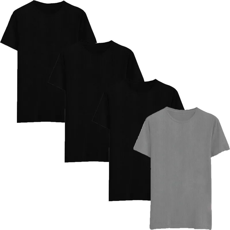 Kit 4 Camisetas Gola Redonda Macia Masculina Camisa Casual