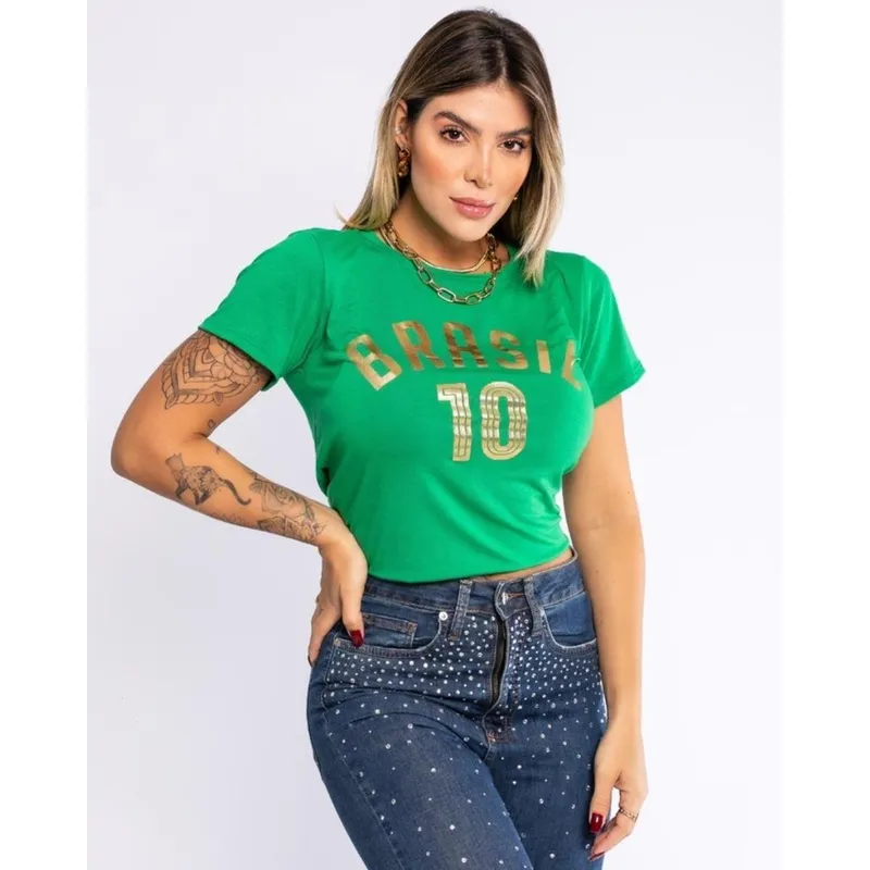 Camiseta Do Brasil Feminina Verde 10