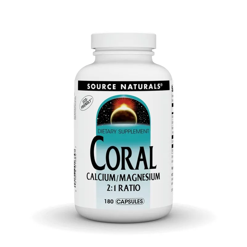 Suplemento Mineral Source Naturals Calcio Coral Magnesio 180 Cápsulas
