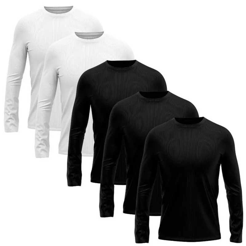 Kit 5 Camisetas Manga Longa Masculino Dry Lisa Treino