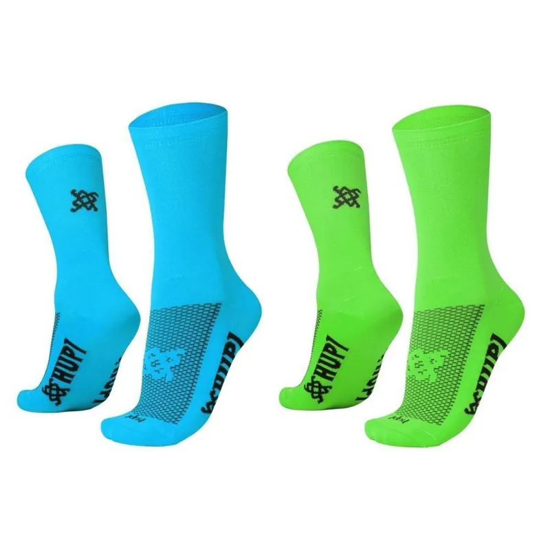 Kit 02 Pares Meia HUPI Corrida Bike Lisa Cano Médio, Tam 36-42