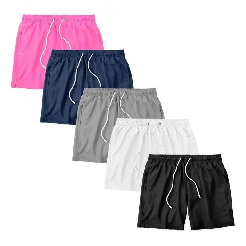 Kit 5 Shorts Bermuda Masculino Tactel Liso Praia Academia