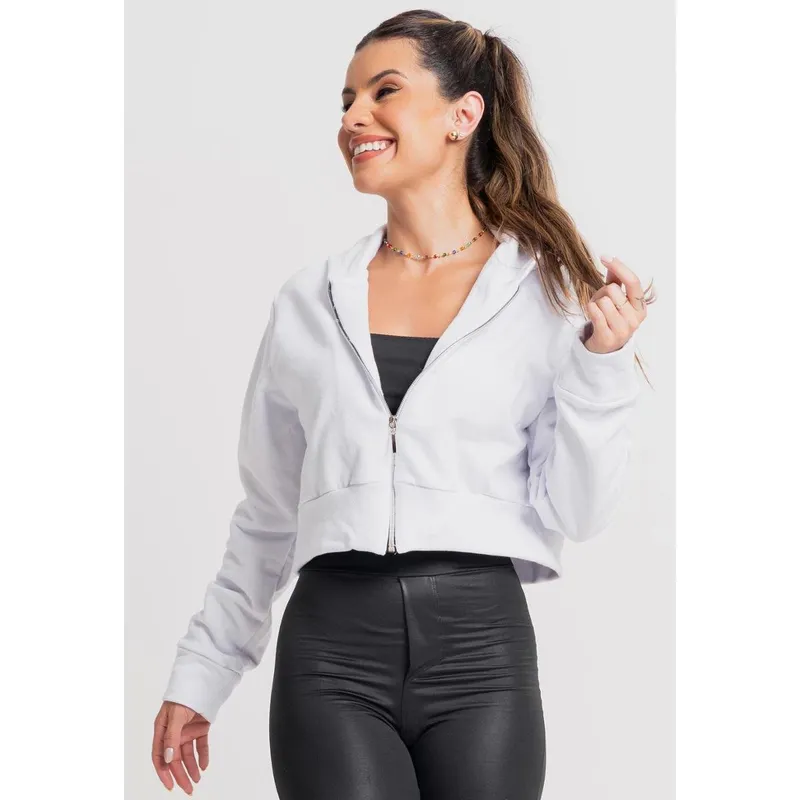 Casaco Jaqueta Zíper Bomber Moletom Cropped Flanelado Inverno Mvb Modas