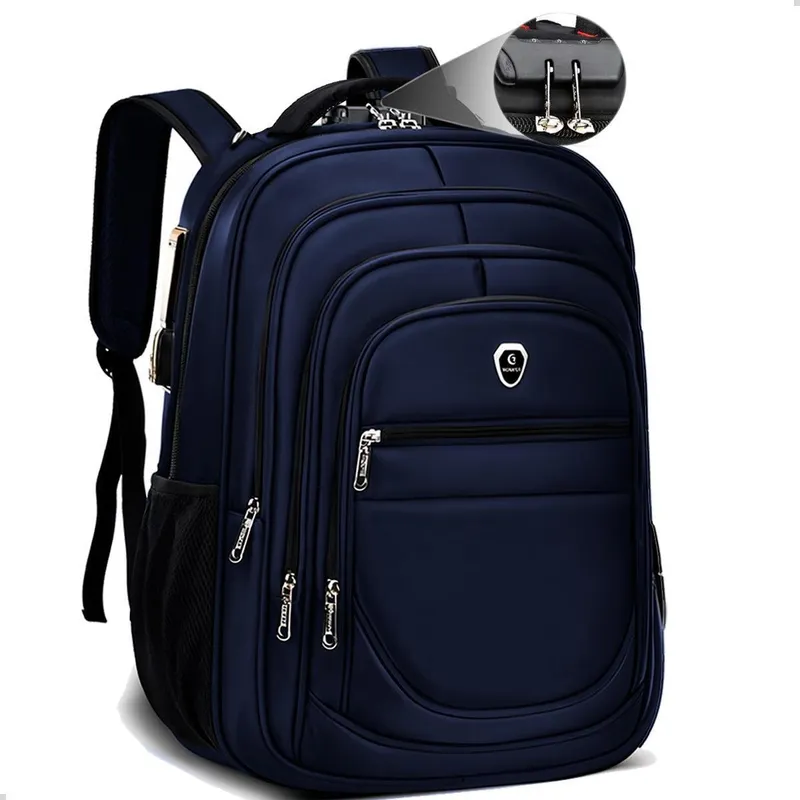 Mochila Executiva Faculdade Anti Furto Cabo Fone de Ouvido e USB Grande Faculdade