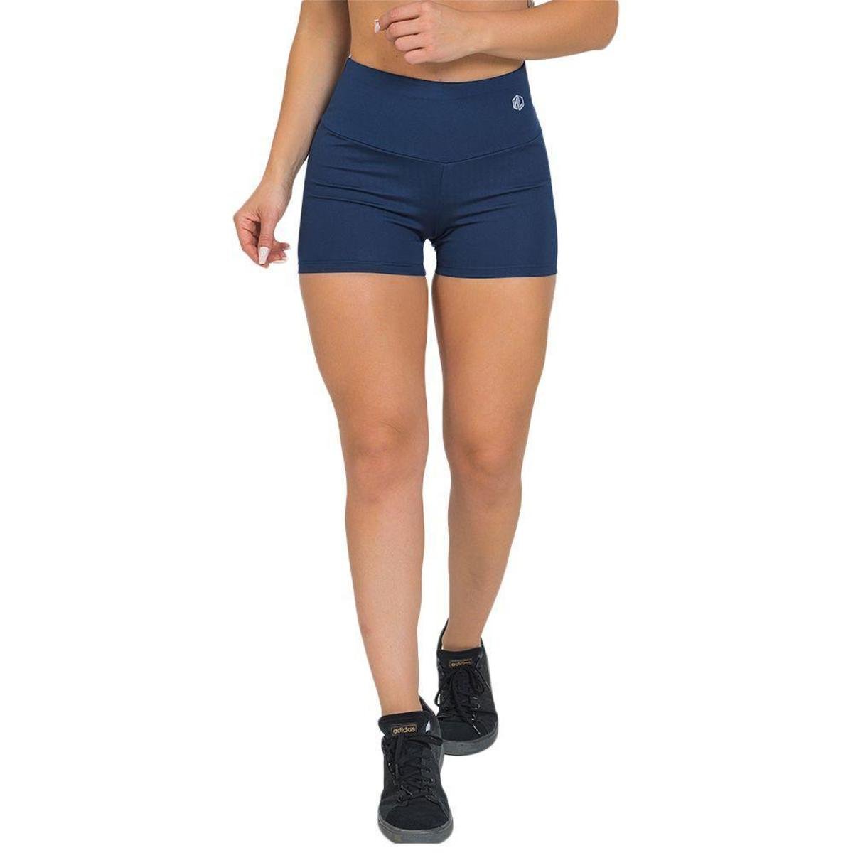 Shorts Feminino Fitness Liso Azul Escuro